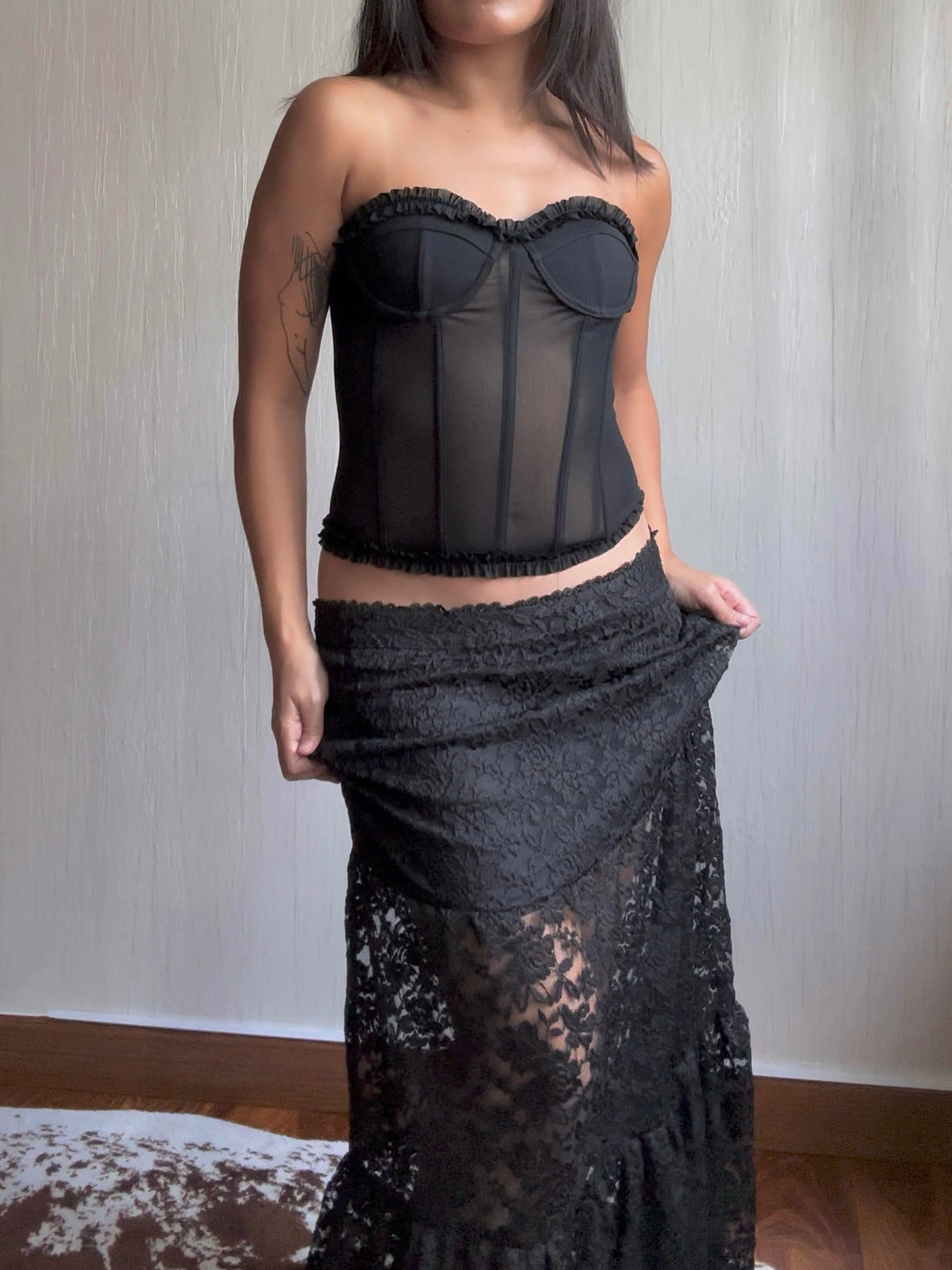 *BEST* Lace Trim Corset Top With Pad